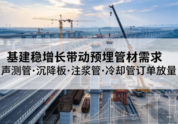梁河基建稳增长带动预埋监测管材需求，声测管、沉降板、注浆管订单持续放量